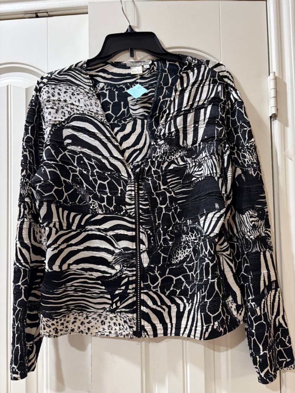 Black & White Animal-Pattern blouse.